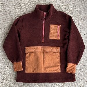 Offline by Aerie Burgundy and Rust Half-Zip Sweatshirt
